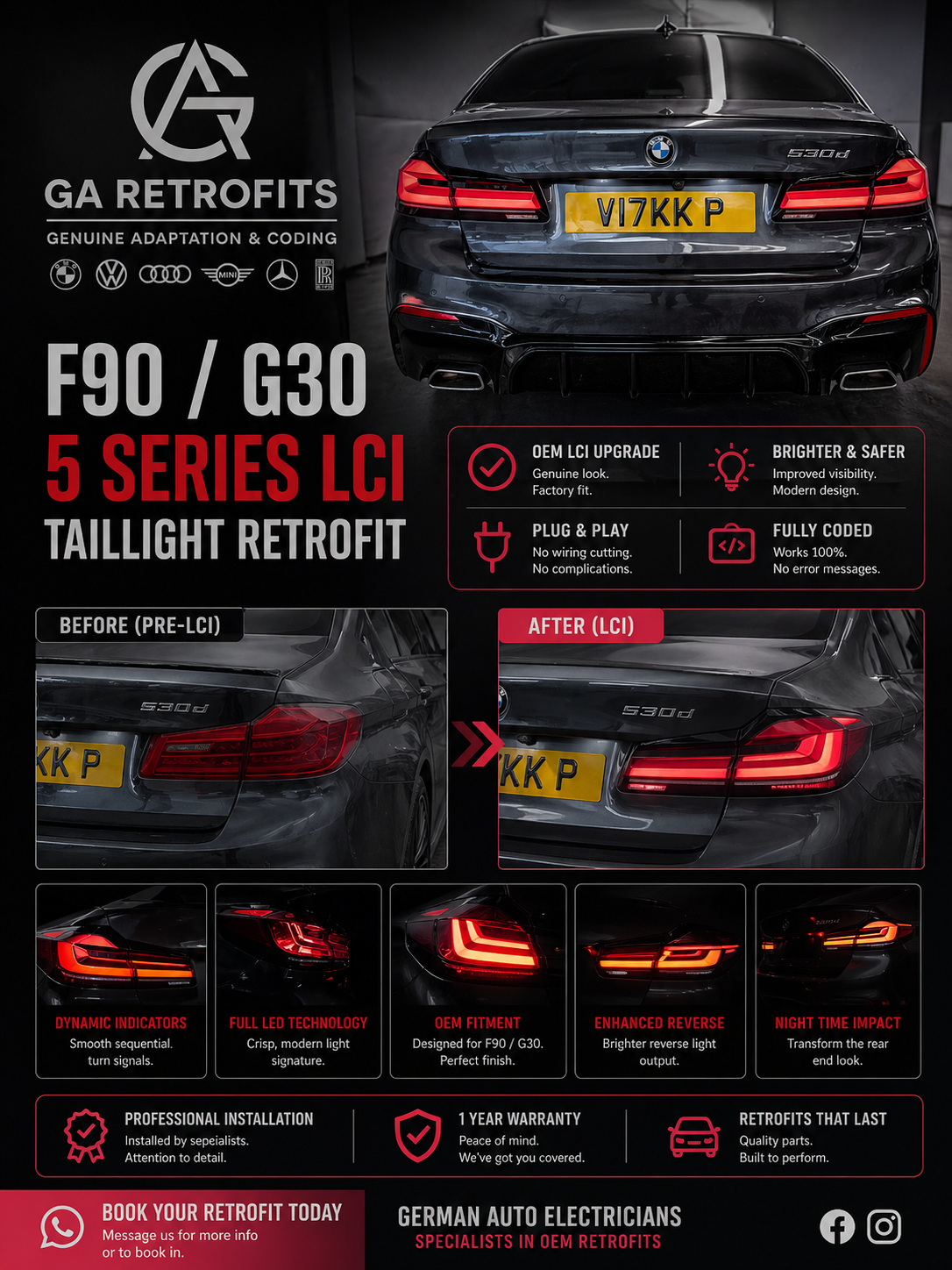 BMW G30 F90 520/30/40 M5 LCI REAR LIGHTS
