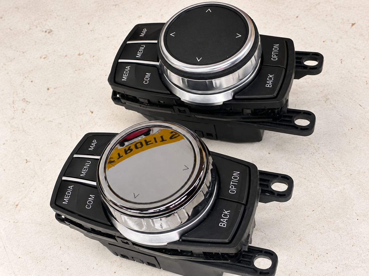 BMW ceramic and standard iDrive controllers angled comparison