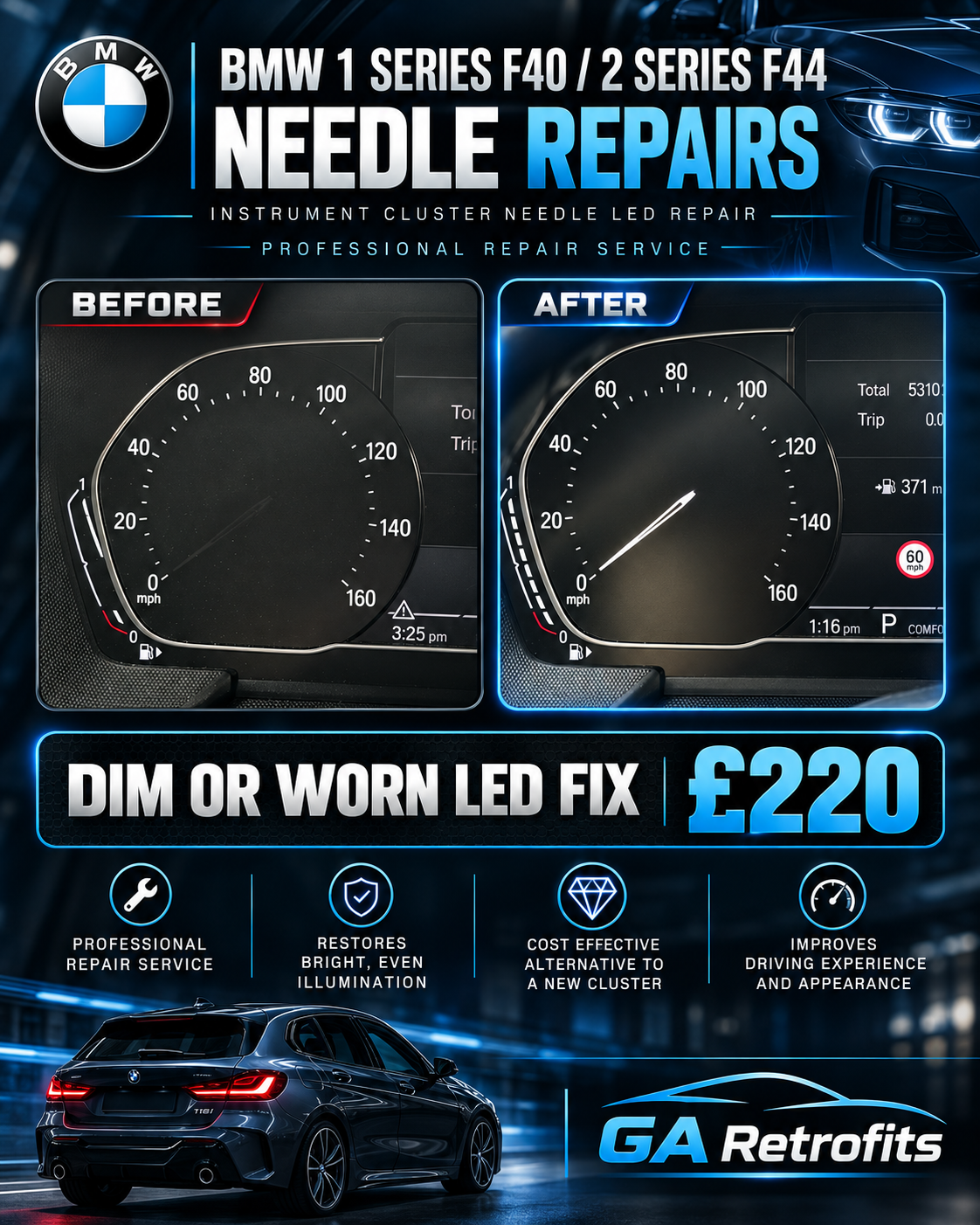 BMW 1 SERIES F40 / 2 SERIES F44 – SPEEDOMETER NEEDLE LED REPAIR