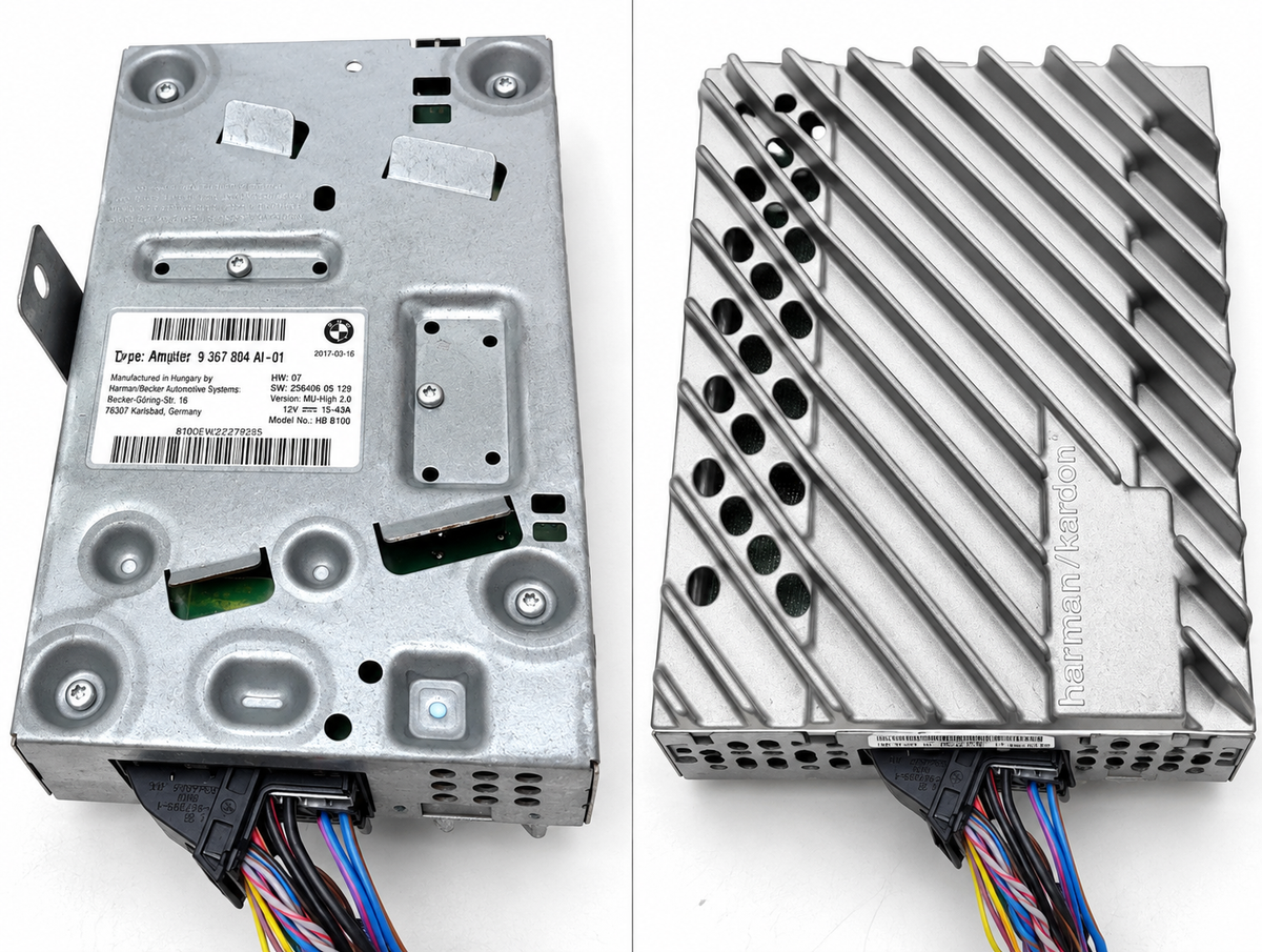 BMW MINI Harman Kardon amplifier replacement front and rear views