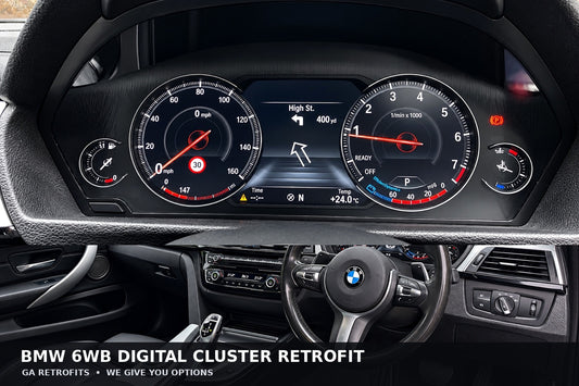 BMW 6WB digital instrument cluster retrofit with dashboard by GA Retrofits