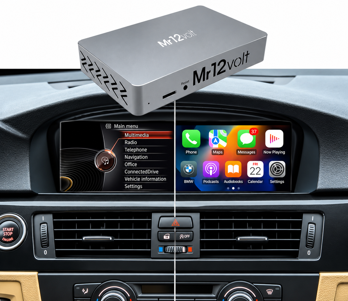 MR12VOLT MMI box for BMW Apple CarPlay and Android Auto retrofit
