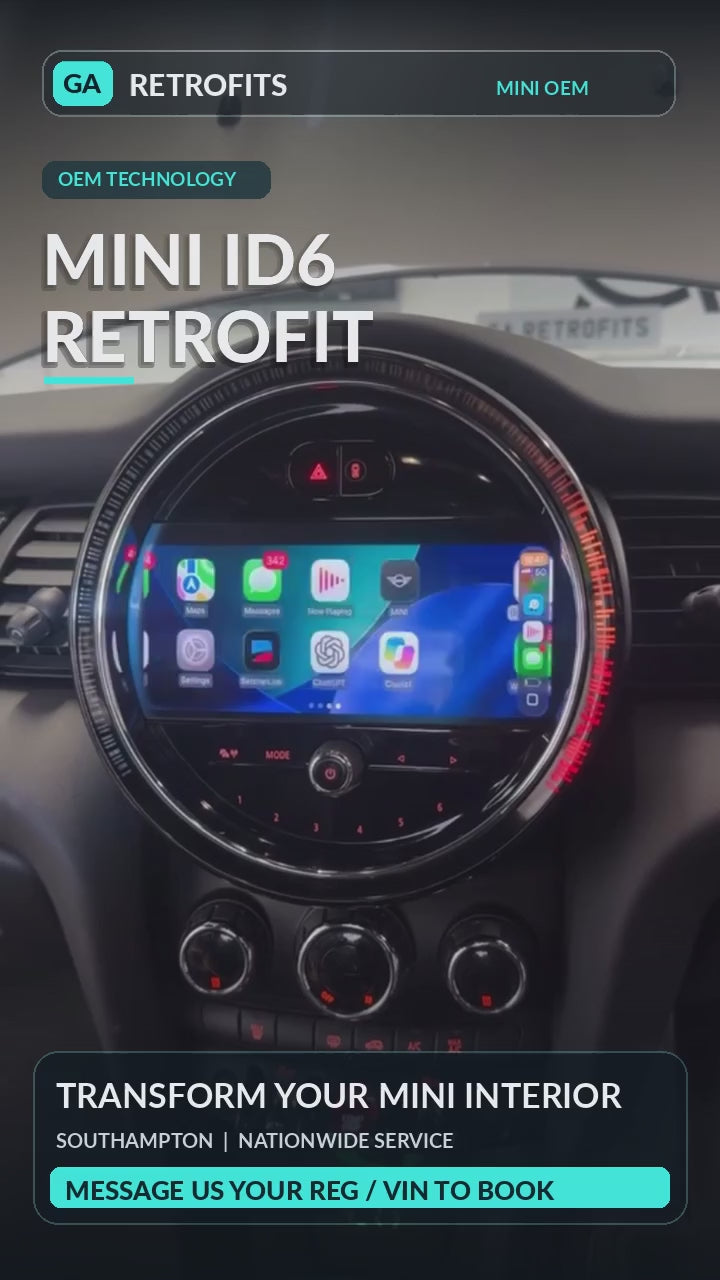 MINI F54 CLUBMAN LCI2 IDRIVE UPGRADE (6CP) | APPLE CARPLAY & 8.8 INCH TOUCHSCREEN – GA Retrofits retrofit demonstration video