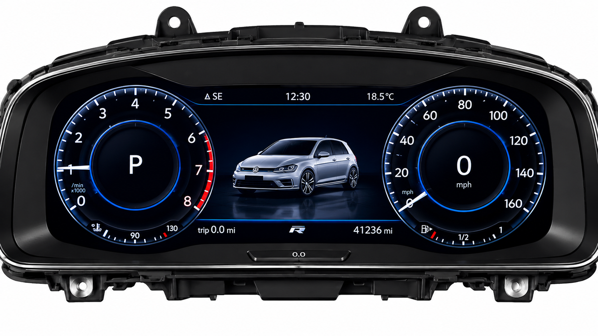 VW Golf MK7 OEM digital cockpit instrument cluster HD illustration